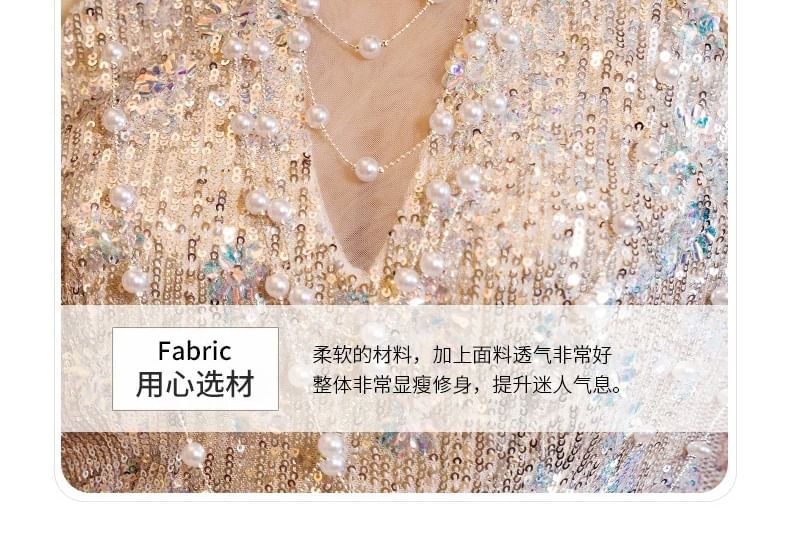 Sleeveless Gown Glitter Sheer Sheath Evening Panel