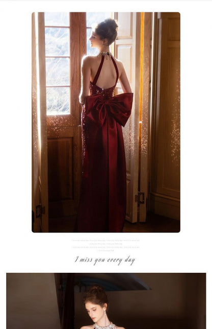 Sleeveless Deep V-Neck Sequined A-Line Evening Gown