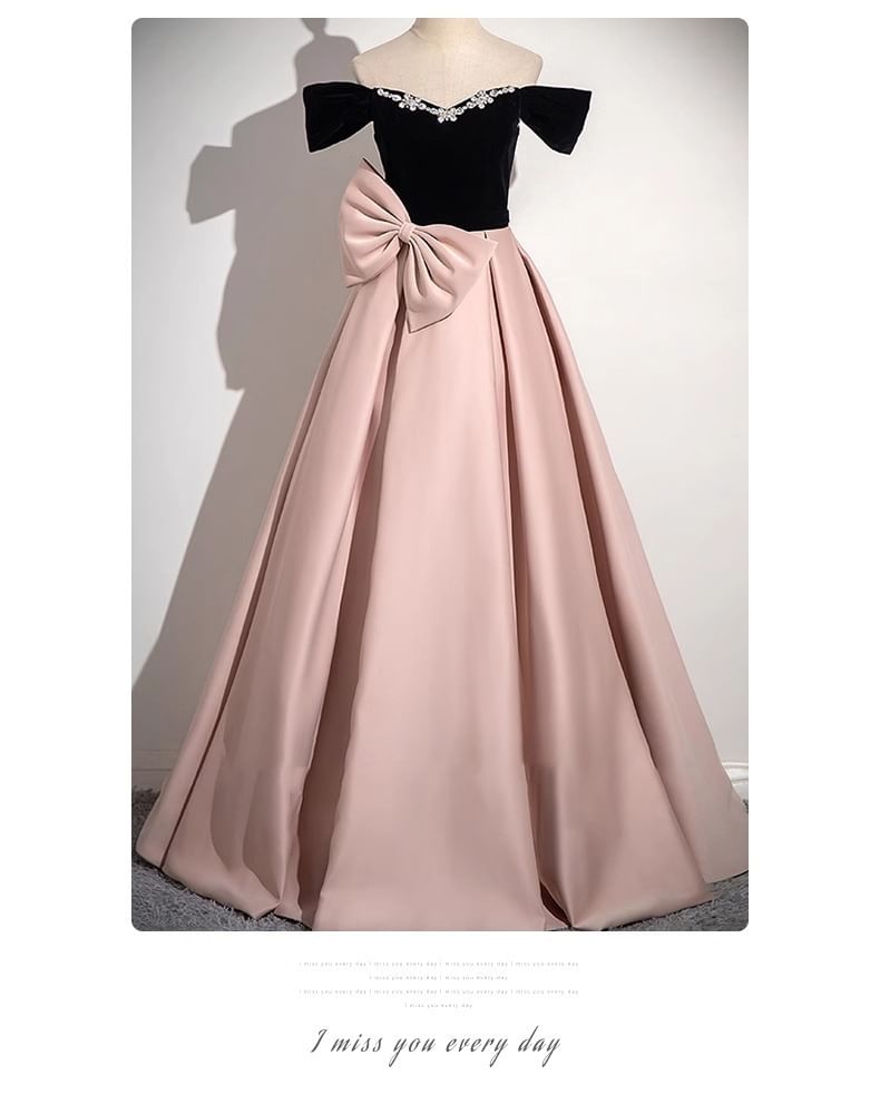 Off-The-Shoulder Two Gown Ball A-Line Evening Tone