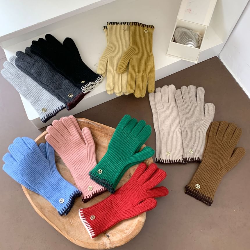 Ribbed Cuff Knit Gloves