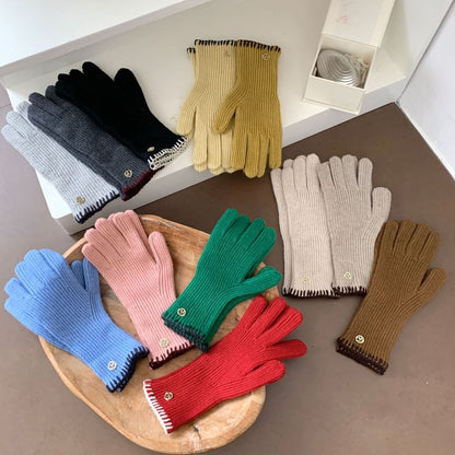 Ribbed Cuff Knit Gloves