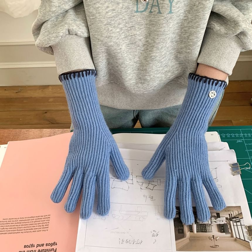 Ribbed Cuff Knit Gloves