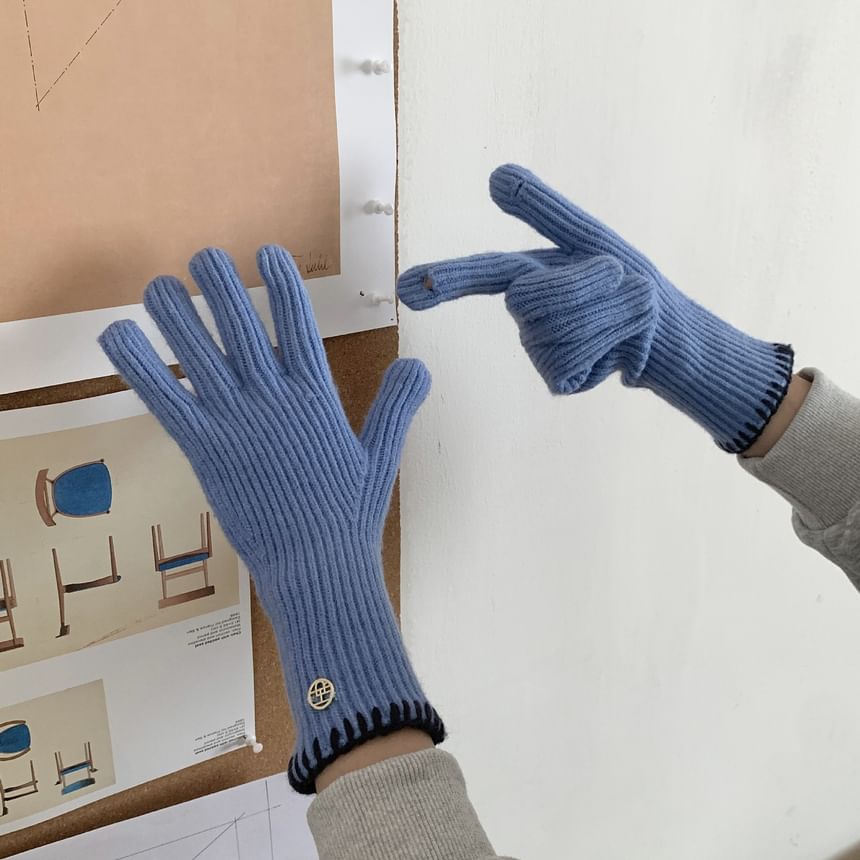 Ribbed Cuff Knit Gloves