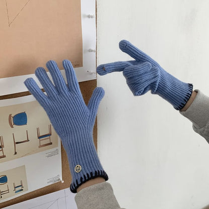 Ribbed Cuff Knit Gloves