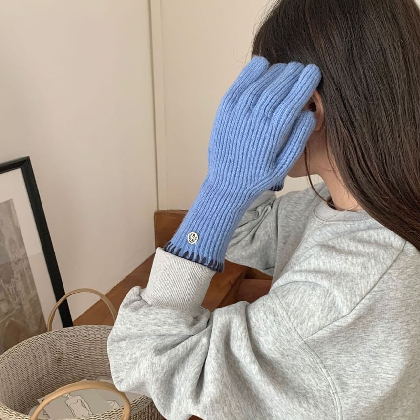 Ribbed Cuff Knit Gloves