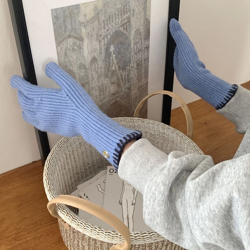 Ribbed Cuff Knit Gloves