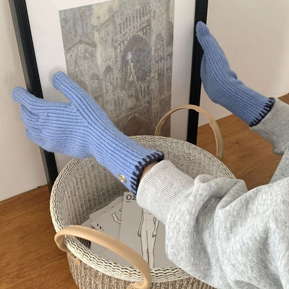 Ribbed Cuff Knit Gloves