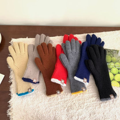 Two-Tone Touchscreen Knit Gloves