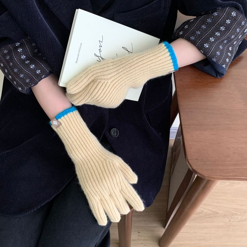 Two-Tone Touchscreen Knit Gloves