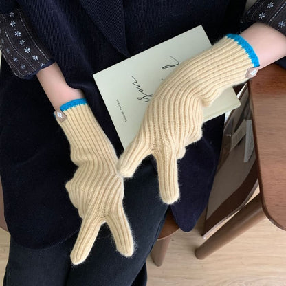 Two-Tone Touchscreen Knit Gloves