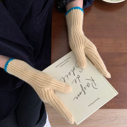 Two-Tone Touchscreen Knit Gloves
