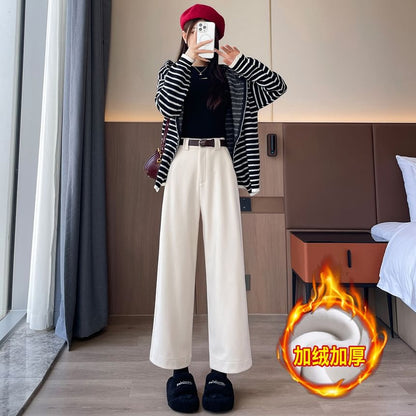 High Waist Plain Cropped Wide Leg Pants