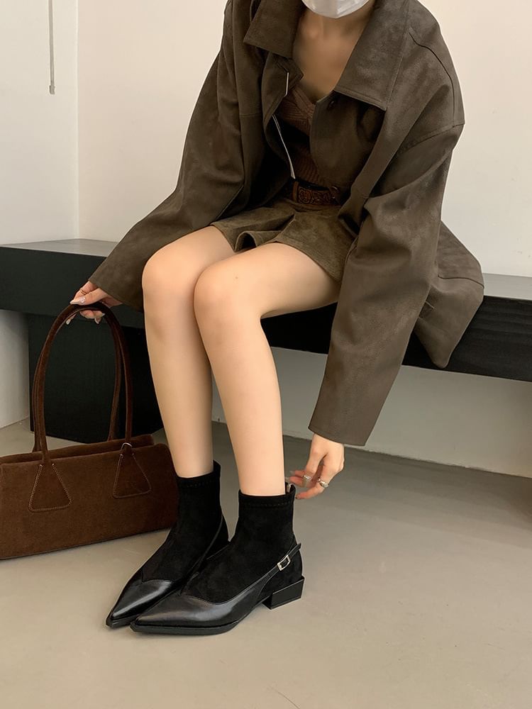 Low Heel Pointed Toe Short Boots