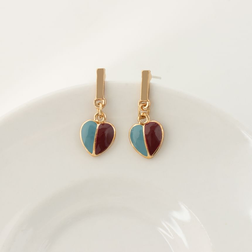 Heart Glaze Alloy Drop Earring