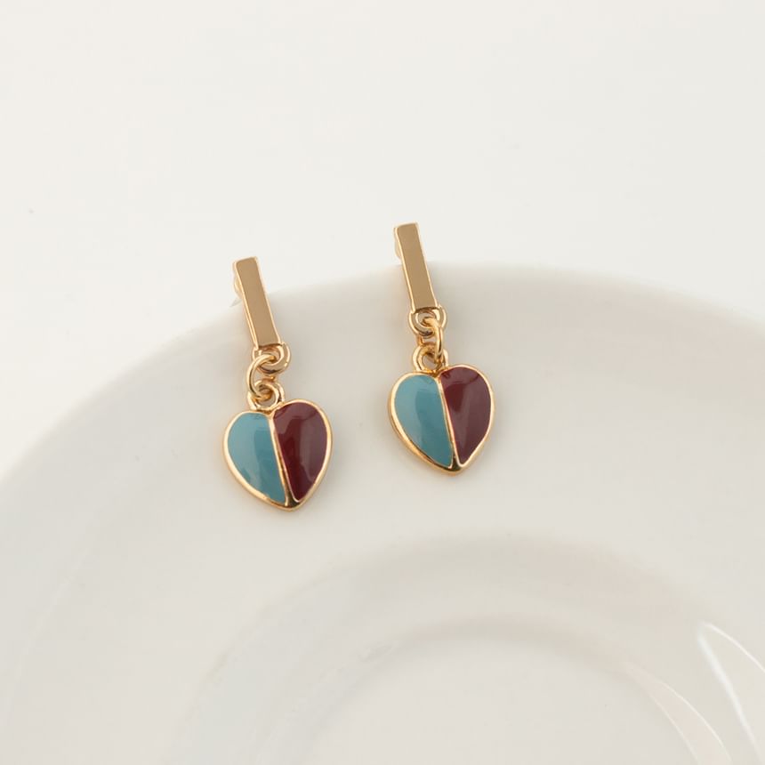 Heart Glaze Alloy Drop Earring