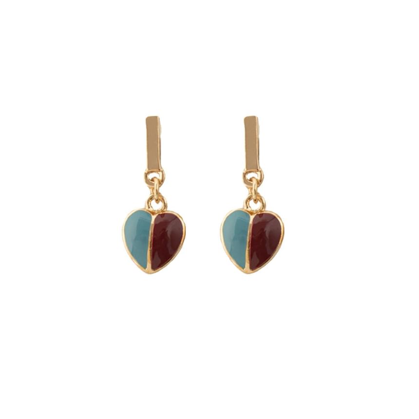 Heart Glaze Alloy Drop Earring