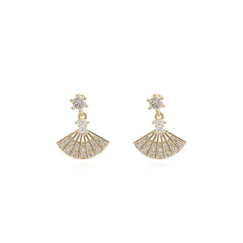 Fan Rhinestone Alloy Drop Earring