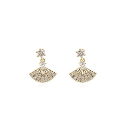 Fan Rhinestone Alloy Drop Earring