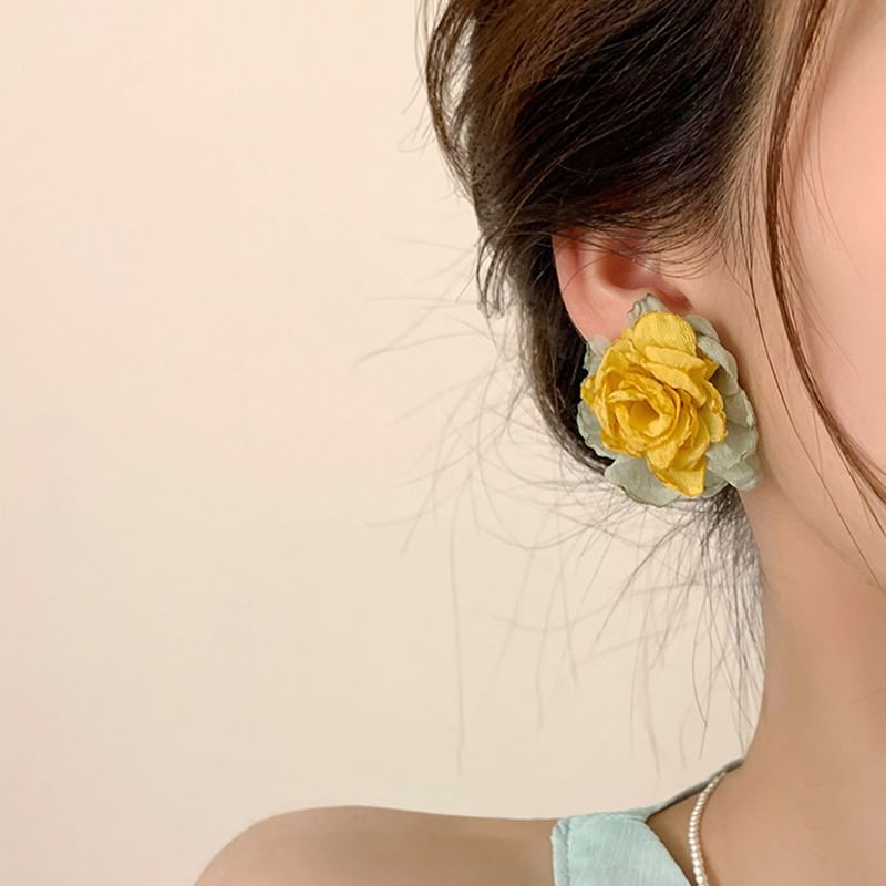 Floral Fabric Stud Earring
