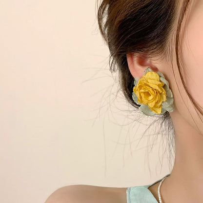 Floral Fabric Stud Earring