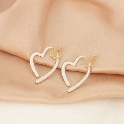 Heart Glaze Alloy Open Hoop Earring