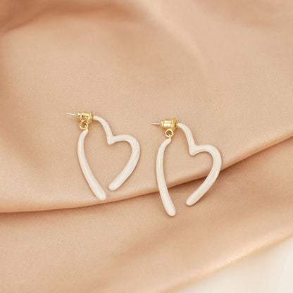 Heart Glaze Alloy Open Hoop Earring