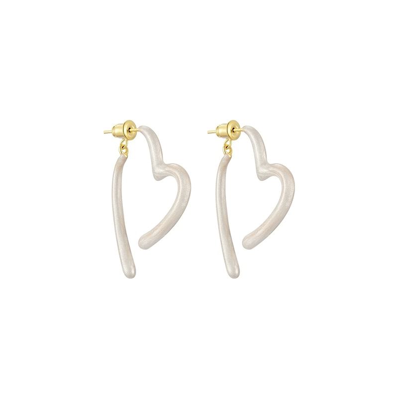 Heart Glaze Alloy Open Hoop Earring