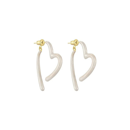 Heart Glaze Alloy Open Hoop Earring