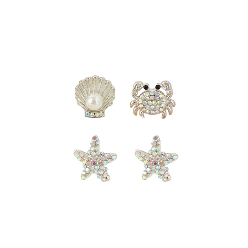 Starfish / Crab / Shell Rhinestone Faux Pearl Alloy Stud Earring
