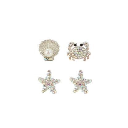 Starfish / Crab / Shell Rhinestone Faux Pearl Alloy Stud Earring