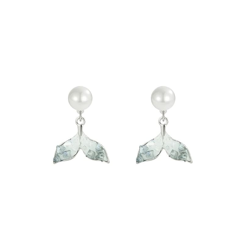 Mermaid Tail Faux Crystal Faux Pearl Alloy Drop Earring