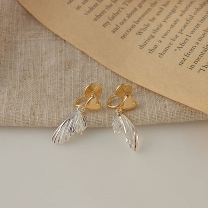 Fish Tail Heart Alloy Drop Earring