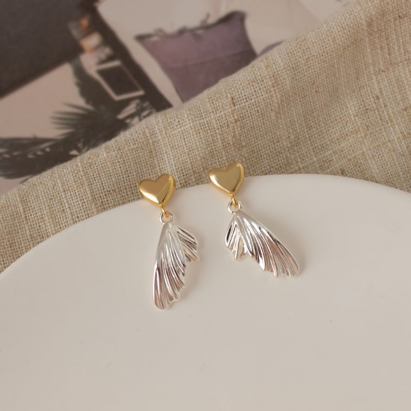 Fish Tail Heart Alloy Drop Earring