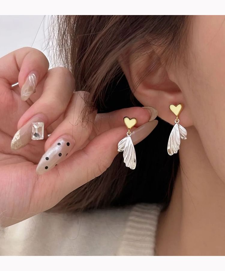 Fish Tail Heart Alloy Drop Earring