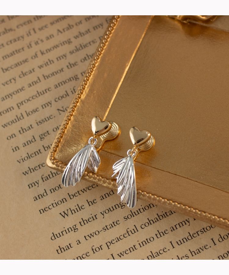 Fish Tail Heart Alloy Drop Earring