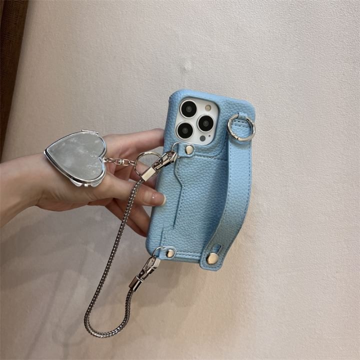 Phone Faux Case Leather Heart Mirror