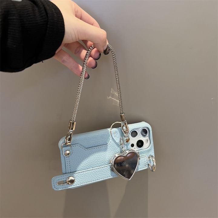 Phone Faux Case Leather Heart Mirror