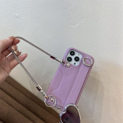 Phone Faux Case Leather Heart Mirror