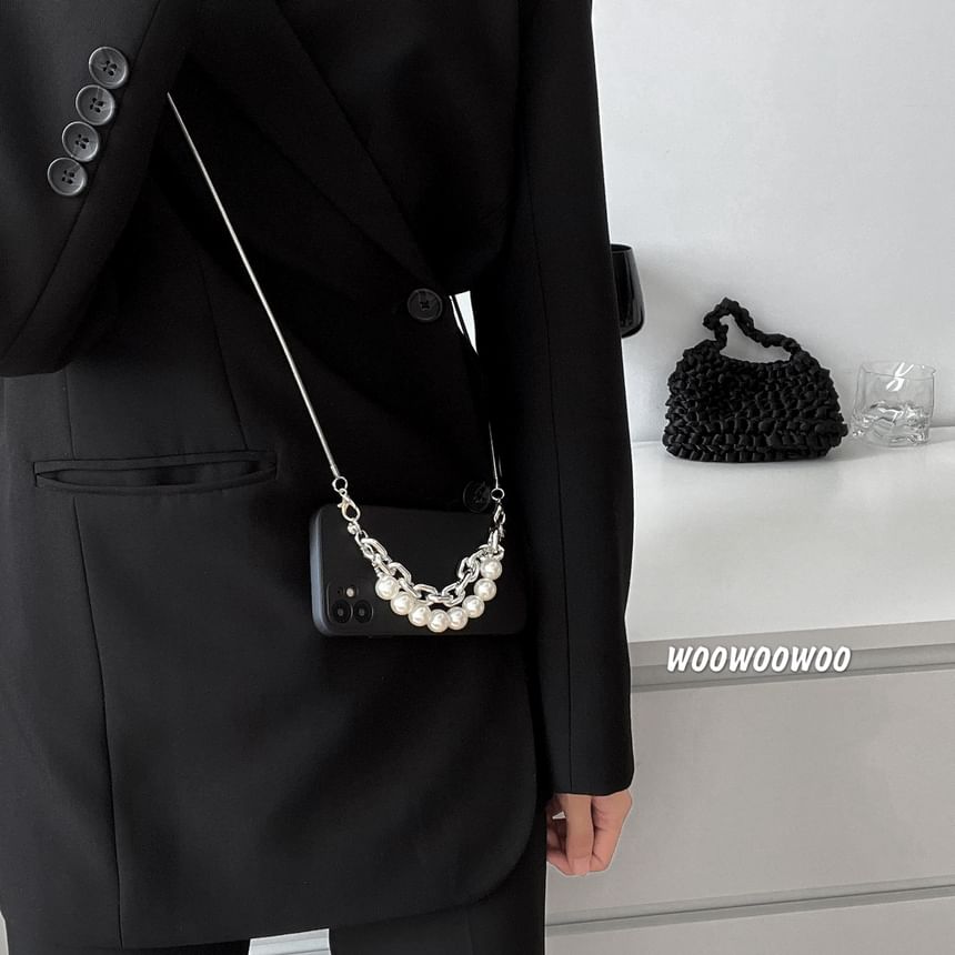 / Strap Case Pearl Phone Lanyard Faux Alloy