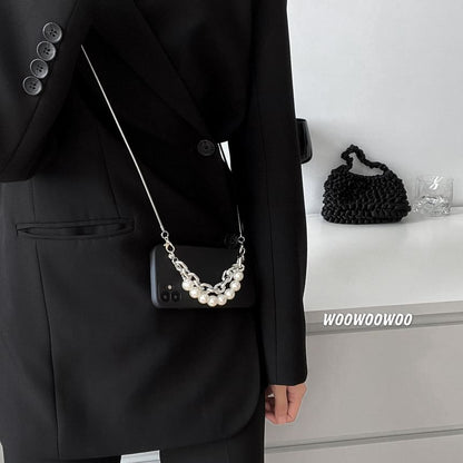 / Strap Case Pearl Phone Lanyard Faux Alloy