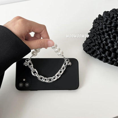 / Strap Case Pearl Phone Lanyard Faux Alloy