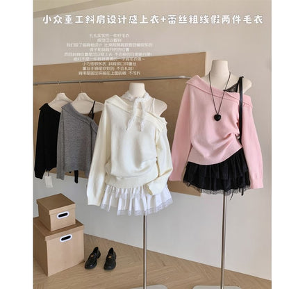 Mock Two-Piece Off Shoulder Sweater