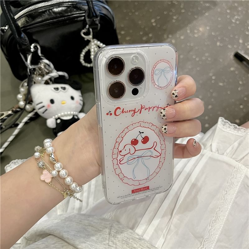 Cherry Dog Phone Case / Strap / Set - iPhone 16 Pro Max / 16 Pro / 16 Plus / 16 / 15 Pro Max / 15 Pro / 15 Plus / 15 / 14 Pro Max / 14 Pro / 14 Plus / 14 / 13 Pro Max / 13 Pro / 13 / 13 Mini