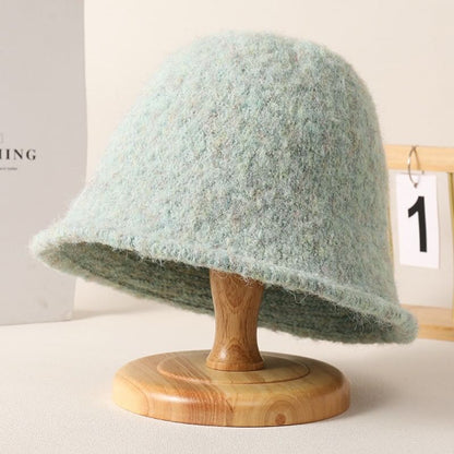 Plain Fuzzy Knit Bucket Hat