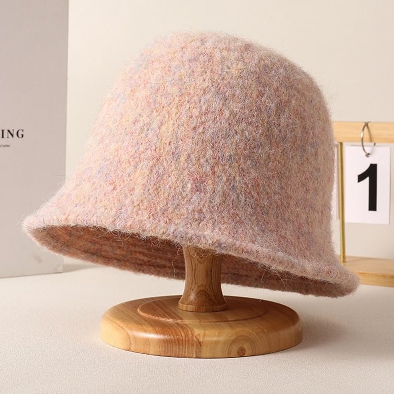Plain Fuzzy Knit Bucket Hat