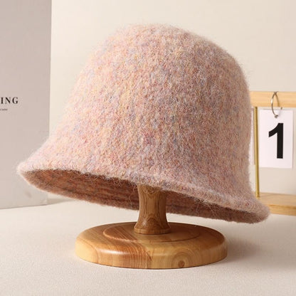 Plain Fuzzy Knit Bucket Hat