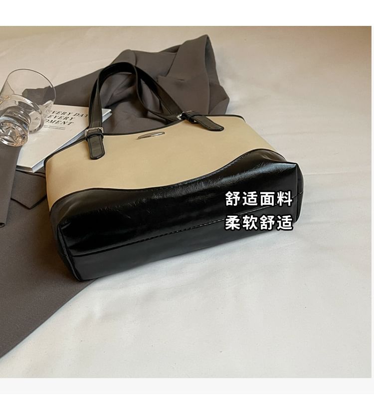 Buckled Faux Leather Tote Bag