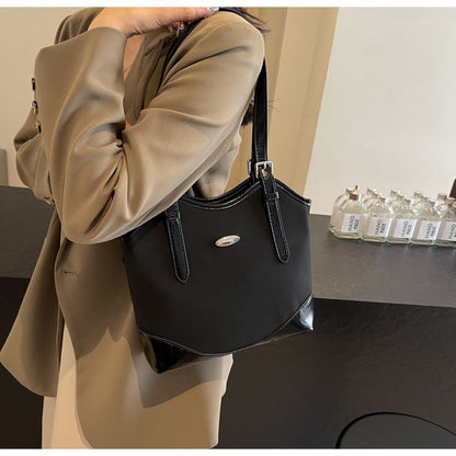 Buckled Faux Leather Tote Bag