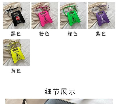 Lettering Faux Leather Crossbody Bag