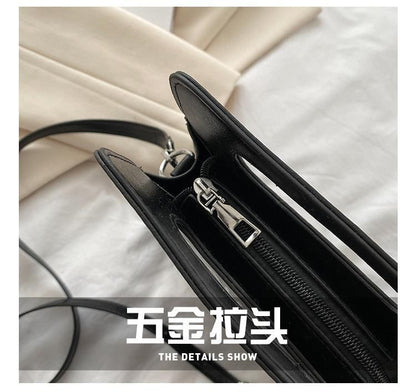 Lettering Faux Leather Crossbody Bag